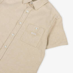 BOSS-Мягкая бежевая рубашка из льняной смеси для мальчиков | Childrensalon Outlet