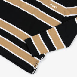 BOSS-Boys Striped Cotton Long Sleeve Polo | Childrensalon Outlet