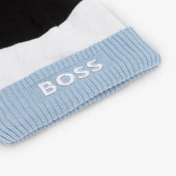 BOSS-Boys Striped Knitted Pom-Pom Hat | Childrensalon Outlet