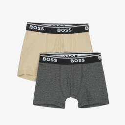 BOSS-Boys Stylish Grey & Beige Boxers | Childrensalon Outlet