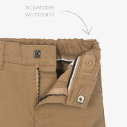 BOSS-بنطلون تشينو قطن تويل لون بيج داكن للأولاد | Childrensalon Outlet