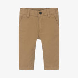 BOSS-بنطلون تشينو قطن تويل لون بيج داكن للأولاد | Childrensalon Outlet