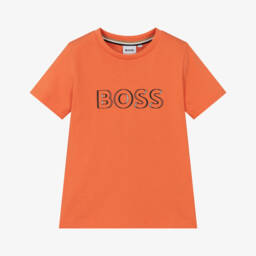 BOSS-Яркая оранжевая хлопковая футболка для мальчиков | Childrensalon Outlet