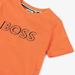 BOSS-Яркая оранжевая хлопковая футболка для мальчиков | Childrensalon Outlet
