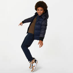 BOSS-Boys White & Brown High Top Trainers | Childrensalon Outlet