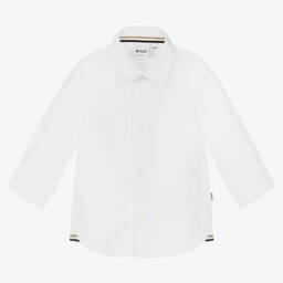 BOSS-Белая хлопковая рубашка для мальчиков | Childrensalon Outlet