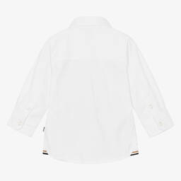 BOSS-قميص أطفال ولادي قطن بوبلين لون أبيض | Childrensalon Outlet