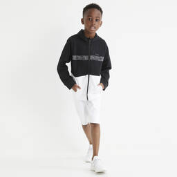 BOSS-Boys White Cotton Logo Shorts | Childrensalon Outlet