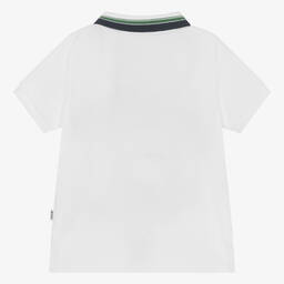 BOSS-Boys White & Green Cotton Polo Shirt | Childrensalon Outlet