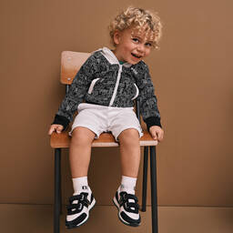 BOSS-شورت أطفال ولادي قطن جيرسي لون أبيض | Childrensalon Outlet