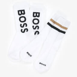 BOSS-Boys White Logo Socks Duo | Childrensalon Outlet