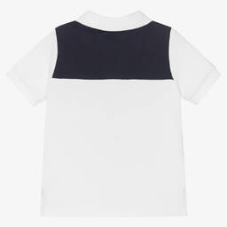 BOSS-Boys White & Orange Cotton Polo Shirt | Childrensalon Outlet