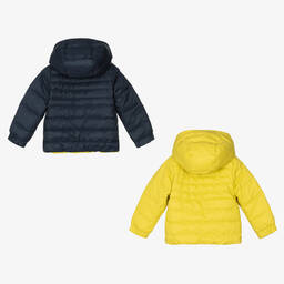 بوس-جاكيت بافر بوجهين أطفال ولادي لون أصفر وكحلي مبطن بريش | Childrensalon Outlet