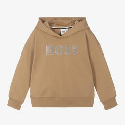 BOSS-Girls Beige Viscose Hoodie | Childrensalon Outlet