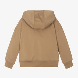 BOSS-Girls Beige Viscose Hoodie | Childrensalon Outlet