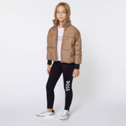 BOSS-Girls Black Logo Leggings | Childrensalon Outlet