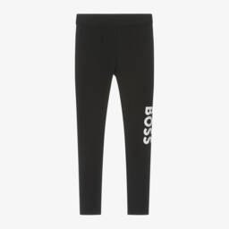 BOSS-Girls Black Logo Leggings | Childrensalon Outlet