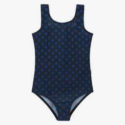 BOSS-Girls Blue Monogram Logo Swimsuit | Childrensalon Outlet
