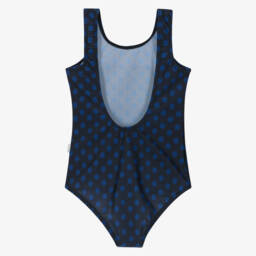 BOSS-Girls Blue Monogram Logo Swimsuit | Childrensalon Outlet