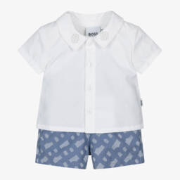 BOSS-Комплект из синего и белого хлопка для девочек | Childrensalon Outlet