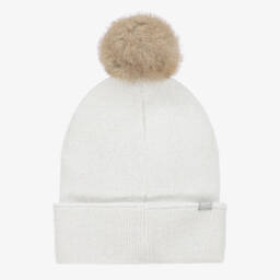 BOSS-Girls Cream Knit Pom-Pom Beanie | Childrensalon Outlet