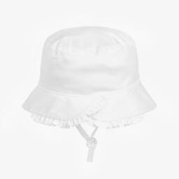 BOSS-Girls' Elegant White Cotton Sun Hat | Childrensalon Outlet