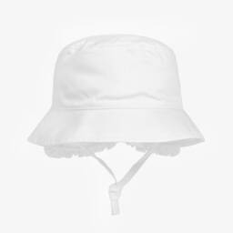BOSS-Girls' Elegant White Cotton Sun Hat | Childrensalon Outlet
