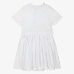 BOSS-Girls Elegant White Monogram Dress | Childrensalon Outlet