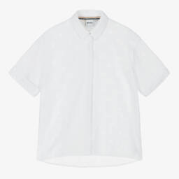 BOSS-بلوزة بيضاء أنيقة بأكمام قصيرة للبنات | Childrensalon Outlet