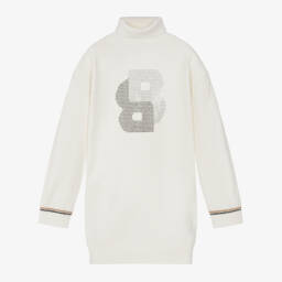 BOSS-Кремовое платье-поло с двойной буквой B для девочек | Childrensalon Outlet