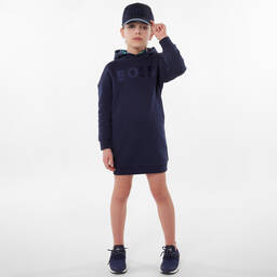 BOSS-Синее хлопковое платье со знаком Бэтмена | Childrensalon Outlet