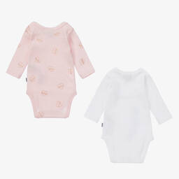 بوس-تبان قطن عضوي لون زهري وأبيض للمولودات (عدد 2) | Childrensalon Outlet