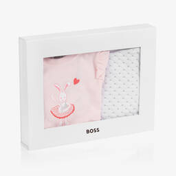 BOSS-Розовый топ и белые штанишки для девочек | Childrensalon Outlet