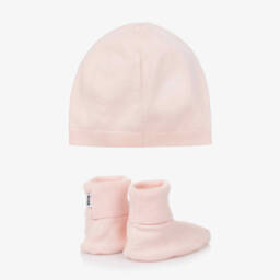 BOSS-Girls Powder Pink Hat and Booties | Childrensalon Outlet
