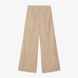 BOSS-Girls Soft Beige Wide-Leg Pants | Childrensalon Outlet