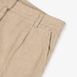 BOSS-Girls Soft Beige Wide-Leg Pants | Childrensalon Outlet