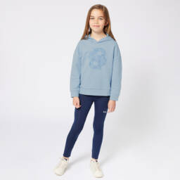 BOSS-Мягкое голубое худи с монограммой для девочек | Childrensalon Outlet
