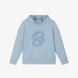 BOSS-Мягкое голубое худи с монограммой для девочек | Childrensalon Outlet