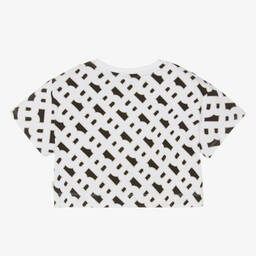 BOSS-Белая укороченная футболка с монограммой | Childrensalon Outlet