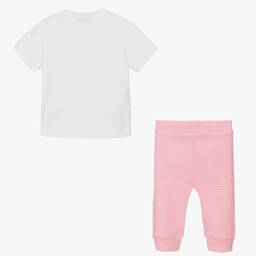 BOSS-Белый топ и розовые брюки из хлопка | Childrensalon Outlet