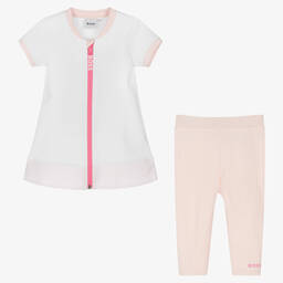 BOSS-Белое платье и розовые легинсы | Childrensalon Outlet