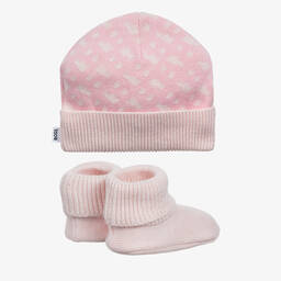 BOSS-Pink Hat & Booties Baby Gift Set | Childrensalon Outlet