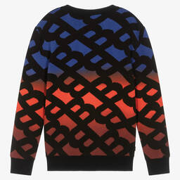 BOSS-بلوفر بطبعة مونوغرام قطن لون أزرق وأحمر | Childrensalon Outlet