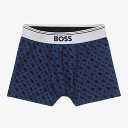 BOSS-Синие и серые трусы-боксеры с монограммой (2шт.) | Childrensalon Outlet