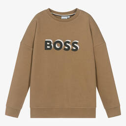 BOSS-Teen Boys Beige Cotton Sweatshirt | Childrensalon Outlet