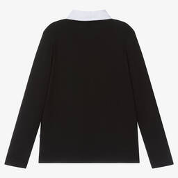 BOSS-Teen Boys Black Cotton Polo Shirt | Childrensalon Outlet