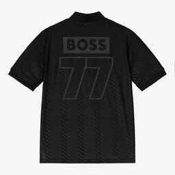 BOSS-Teen Boys Black Football Polo Shirt | Childrensalon Outlet