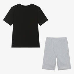 BOSS-Teen Boys Black & Grey Cotton Short Pyjamas | Childrensalon Outlet