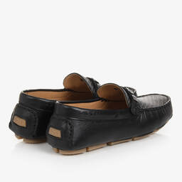 BOSS-حذاء موكاسين جلد لون أسود للمراهقين | Childrensalon Outlet