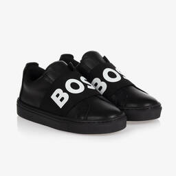 BOSS-Teen Boys Black Logo Trainers | Childrensalon Outlet